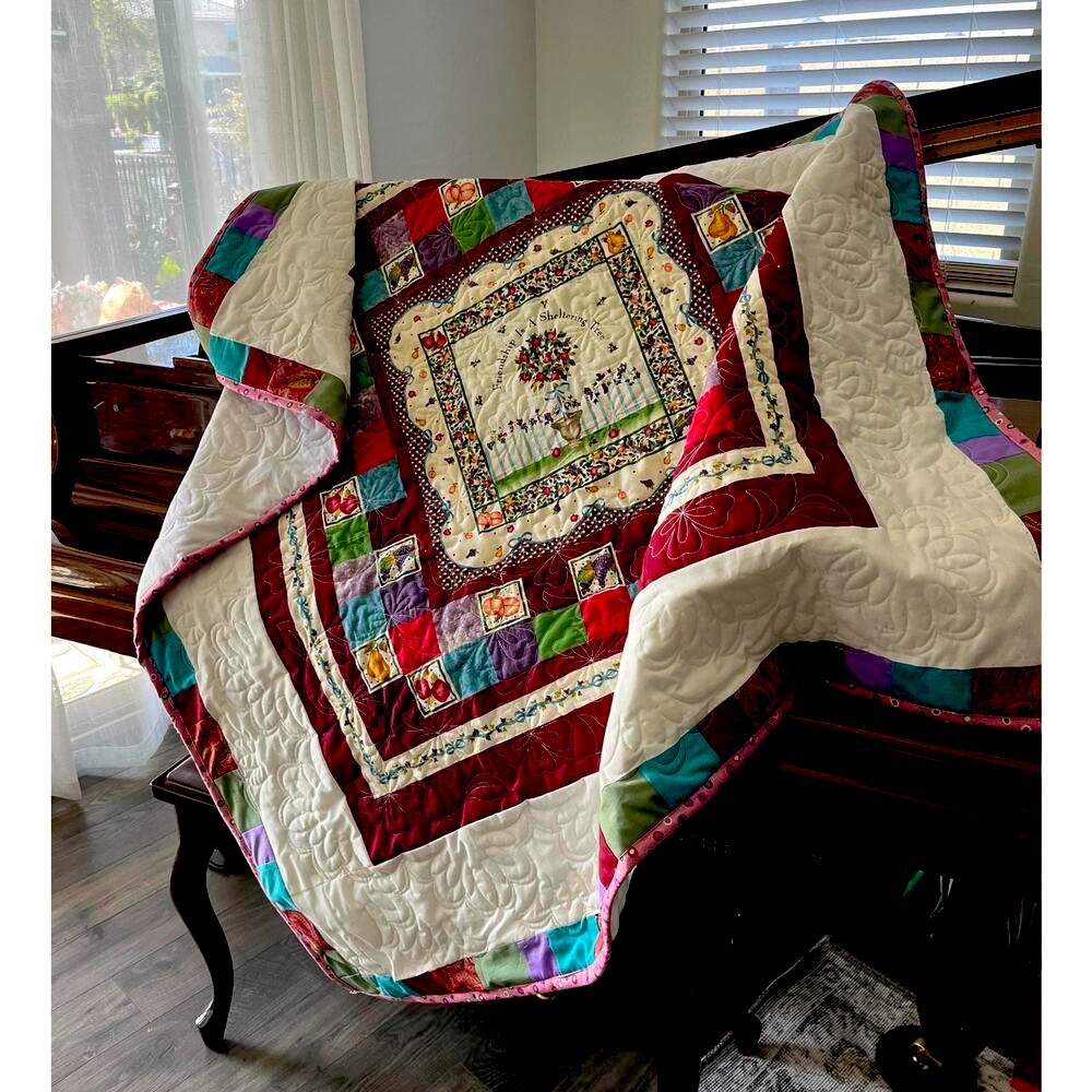 Friendship Tree Pieced Throw Quilt